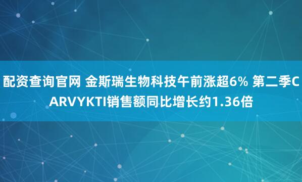 配资查询官网 金斯瑞生物科技午前涨超6% 第二季CARVYKTI销售额同比增长约1.36倍